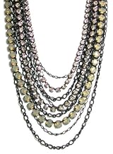 Creations Georgianni Sterling Silver Plated Multi-Chain Swarovski Crystal Red Carpet Necklace with White Opals, Clear, Shade Crystals