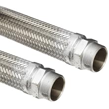 Hose Master Stainless Steel 321 Flexible Metal Hose Assembly, Stainless Steel 304 Hex NPT Male x Stainless Steel 304 Hex NPT Male