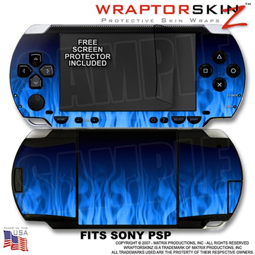 Sony PSP (original) Skin - Fire Blue WraptorSkinz Kit by TuneTattoozTM