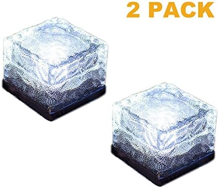 MAGIOVE® Solar Powered LED Ice Cube Crystal Glass Ground Brick Lighting Garden (cool white)
