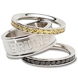 NHL Boston Bruins Logo Crystal Stacked Ring Set (Size 7)