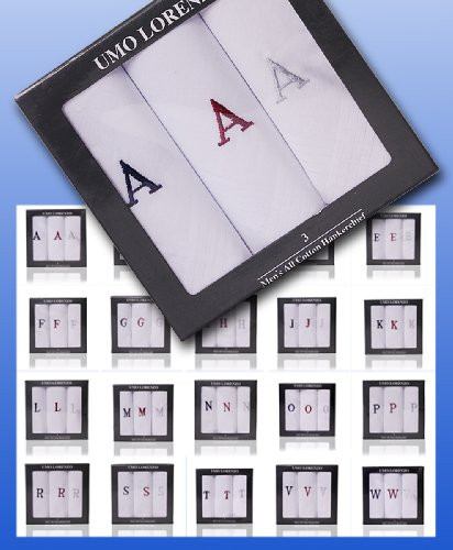 Boxed 3 pc. Initial Cotton Handkerchiefs
