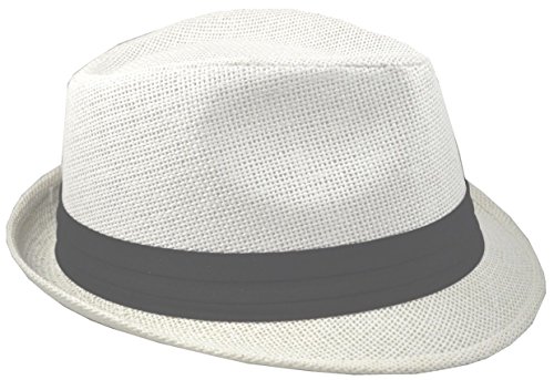 JKO Men's Straw Fedora 62cm 2xl White
