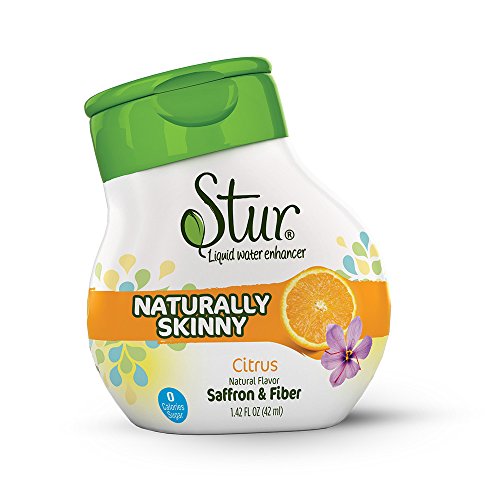 Stur - Skinny (5pck) Citrus - Natural liquid drink mix for HUNGER CONTROL, with Fiber and Saffron - makes 100 servings, water enhancer, Non-GMO, sugar-free, calorie-free.