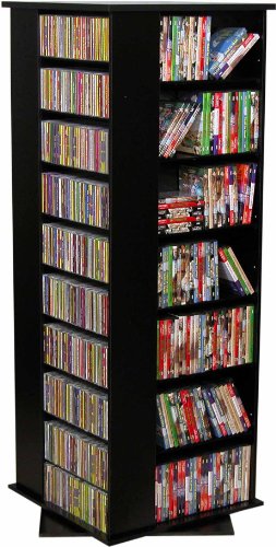 Venture Horizon Large CD/DVD Revolving Media Tower, Available in Multiple Finishes - Black