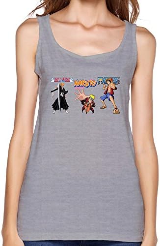 JeFF Naruto &amp; One Piece &amp; Bleach Women Tank Top Shirts Gray X-Large