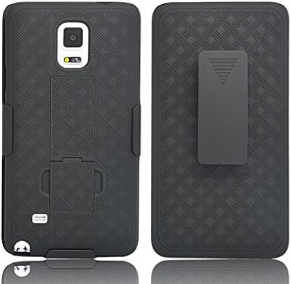 New Black Samsung Galaxy Note 4 Belt Clip Holster Cover Case Shell Kickstand Stand (All Carrier)