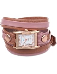 La Mer Collections Womens LMLWMIX004 Cognac Rose Gold Mix Layer Bracelet Wrap Watch