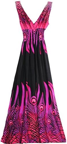 V Collar Peacock Bohemia Long Beach Maxi Dress Size S-M (C14)