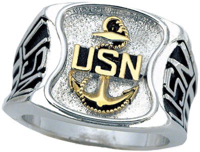 Navy Ring - Pure White Rhodium Plated Ring - USN Seals - Veteran Ring.