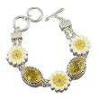 Yellow Flower Theme Sliding Charm Toggle Bracelet Fashion Jewelry