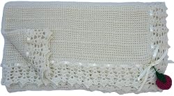 Handmade Baby Blanket in Natural Oatmeal (Hand-crocheted Border and Handmade ...