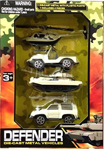 War Defenders Military Set Die-Cast Tank-Helicopter &amp; Jeep Desert Series Set of 4 Vehicles 1:64 scale