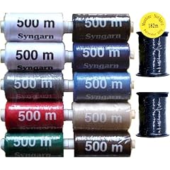 N�hgarn / Syngarn Garn Garne Polyester bunt Standard f�r die N�hmaschine 10 Sp. a. 500m & 2 Sp. a. 182m schwarz ,0127
