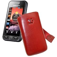 Suncase Ledertasche (Lasche mit R�ckzugfunktion) f�r Samsung GT S5230 Star / S-5230 rot