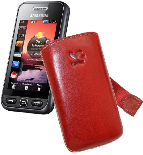Suncase Ledertasche (Lasche mit R&uuml;ckzugfunktion) f&uuml;r Samsung GT S5230 Star / S-5230 rot Preisvergleich
