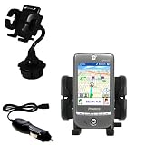 Pharos GPS 525 Auto Cup Holder with Car Charger - Uses Gomadic TipExchange