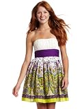 51w5L9Dqz6L. SL160  sundresses|XOXO Juniors Printed Strapless Sundress, Ivory, 3