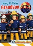 Fireman Sam Grandson Birthday Card with Badge
