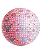Pink Check Bamboo Ribbed Lampshade