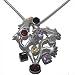 Romantic Gift for Her Silver Chain Multi Gemstone Pendant 1.5 Inches