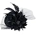 Fascinator Mini Top Hat Hair Clip Flower Feather Pillbox Hat for Women Black