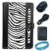 Black / White Zebra Print Executive Leather Portfolio Case Cover with Elastic Zebra Print Hand Strap for Samsung Galaxy Tab P1000 7-inch Wireless Tablet Compatible with (Sprint, US. Cellular, Verizon, AT&T, T-Mobile) + Screen Protector + Black USB Travel/Home Charger + Black USB Car Charger + SumacLife TM Wisdom*Courage Wristband