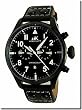 Adee Kaye AK7234-M Men's Black IP Classic Retro Chronograph Watch Leather Band