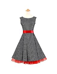 Cotton Sleeveless Vintage Polka Dot Print Evening Dress/Prom Dress/Wedding Party Dress 