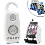 Splashproof Wireless 900Mhz Shower Speaker System and TruCell AA Rechargeable Batteries & Charger Bundle - iPhone/iPod Compatible, Bass Boost Technology, Waterproof Speakers