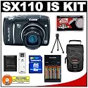 Canon PowerShot SX110 IS 9.0MP Digital Camera (Black) + 8GB SD Card + Precision Design Accessory Kit