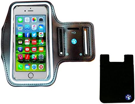 iPhone 6 Armband with Cell Phone Pocket / Fitness, Jogging &amp; Training Set of Two Separate Pieces by NJM (Black Armband/Black Pocket)