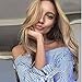 Sunward(TM) Women's Sexy Blue Bow Off Shoulder Blouse (Large, Blue)