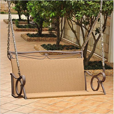 Valencia Outdoor Wicker Hanging Loveseat Patio Swing