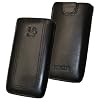 Original Suncase Tasche fuer / Huawei U8350 Boulder / Leder Etui Handytasche Ledertasche Schutzhuelle Case Huelle *Speziell - Lasche mit Rueckzugfunktion* In Schwarz