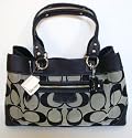 Authentic Coach Penelope Signature Shopper Satshel Tote Bag 14422 Black/White