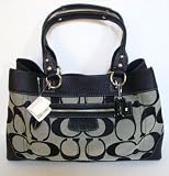Coach Handbag Penelope Signature Shopper Satshel Tote Bag 14422 Black/White fashion-purses-daily-deals Coach Handbag - Penelope Signature Shopper Satshel Tote Bag 14422 Black/White