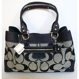 Authentic Coach Signature Pentelope Shopper Handbag Black 14422