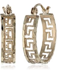 10k Yellow Gold 4mm Greek Diamond Cut Hoop
