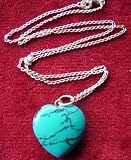 Turquoise (African) Heart Pendant; 2cms across; on Silver Chain approx 40cms long - from Spiritual Gifts. Usually dispatched within 2 working days.