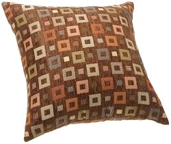 Brentwood Geometric Chenille 20 by 20-Inch Jacquard Pillow, Chocolate