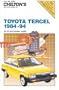 Toyota Tercel, 1984-94 (Chilton's Repair & Tune-Up Guides)