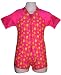 Maximum UPF 50+ Sun Protection that won't wear off. Beautiful 1 piece swimsuit in bright pink with ocean design. Size Baby to Toddler. Made in the USA.