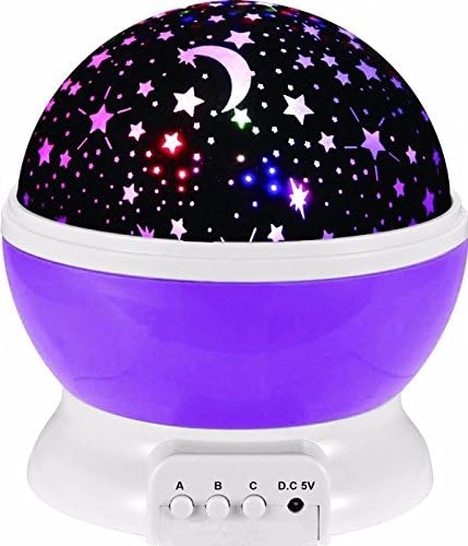 Vithink Star Sky Night Lighting Lamp Baby Lights 360 Degree Romantic Room Rotating Cosmos Star Projector With LED Timer Auto-Shut Off,USB Cable Plug For Kid Bedroom,Christmas Gift (Purple)
