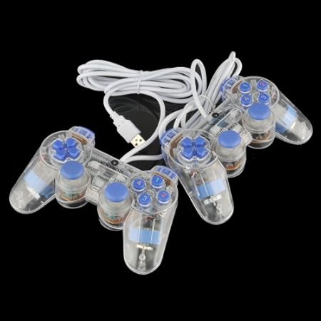 Ebest Blue and Transparent Dual Shock PC Computer Game 2 Controllers