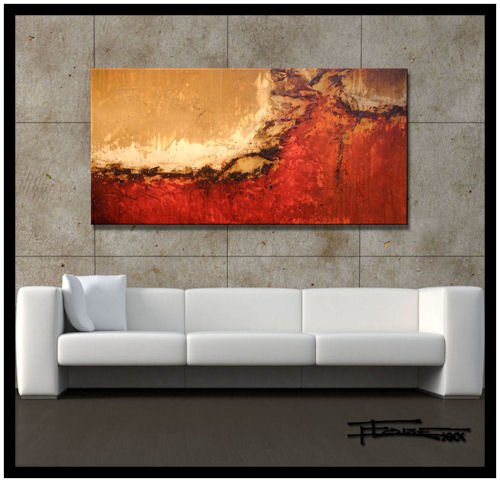 Modern Abstract Canvas Wall Art-LIMITED EDITION - Hand embellished, textured, abstract painting. Giclee on Canvas. Ready to Hang! 48X24X1.5