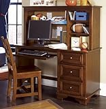 Lea Deer Run Computer Desk W/ Hutch & Chair In Brown Cherry