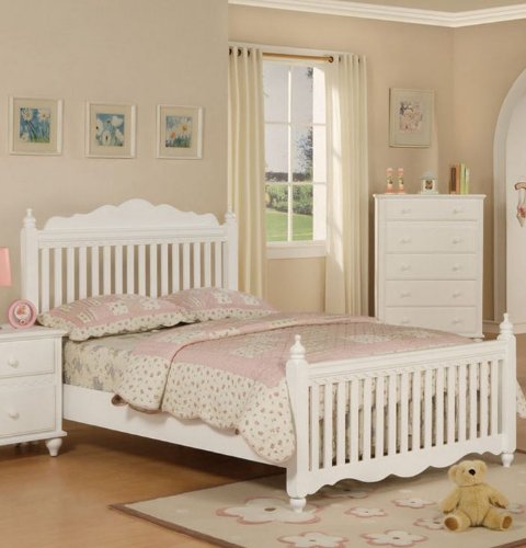 Full Size Bed with Frame - White Finish On Sale