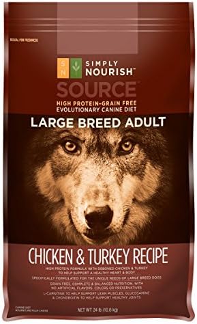 Simply Nourish SOURCE Large Breed Adult Dog Food - Grain Free, High Protein, Chicken &amp; Turkey, 24lb