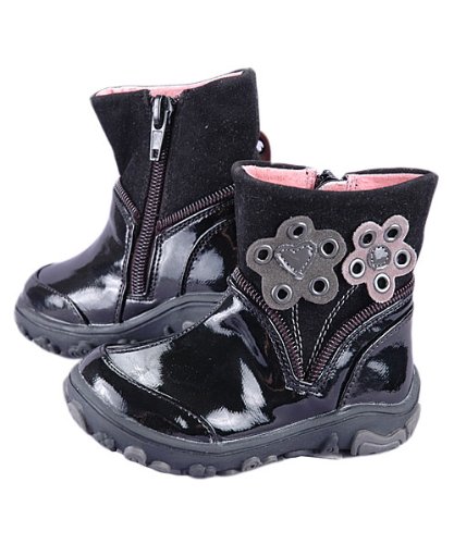 Laura Ashley "Grommet Flower" Rain Boots (Infant/Toddler Girls Sizes 5 - 11) - black, 5